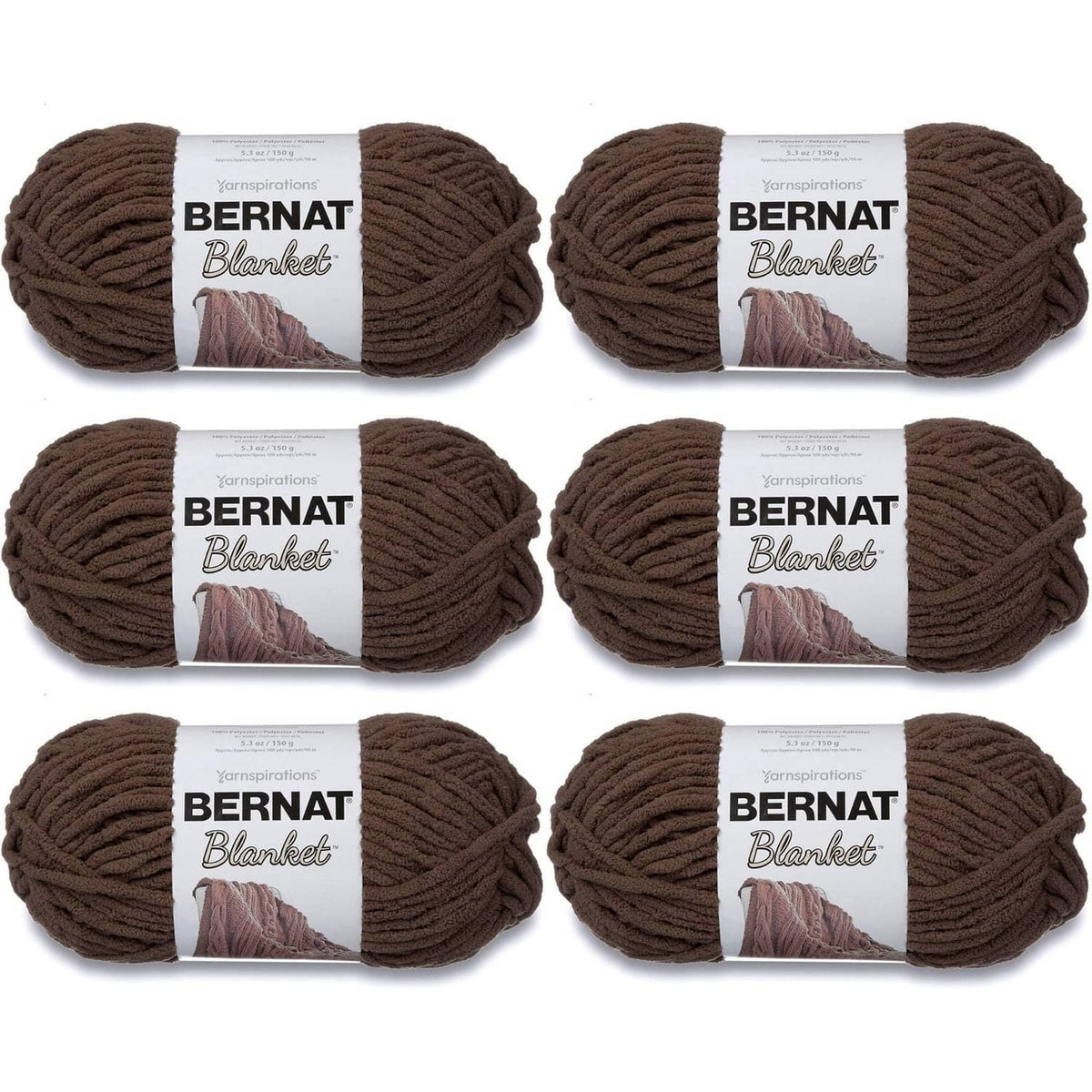 Taupe super bulky chenille yarn skeins, Bernat Blanket brand, multiple packs