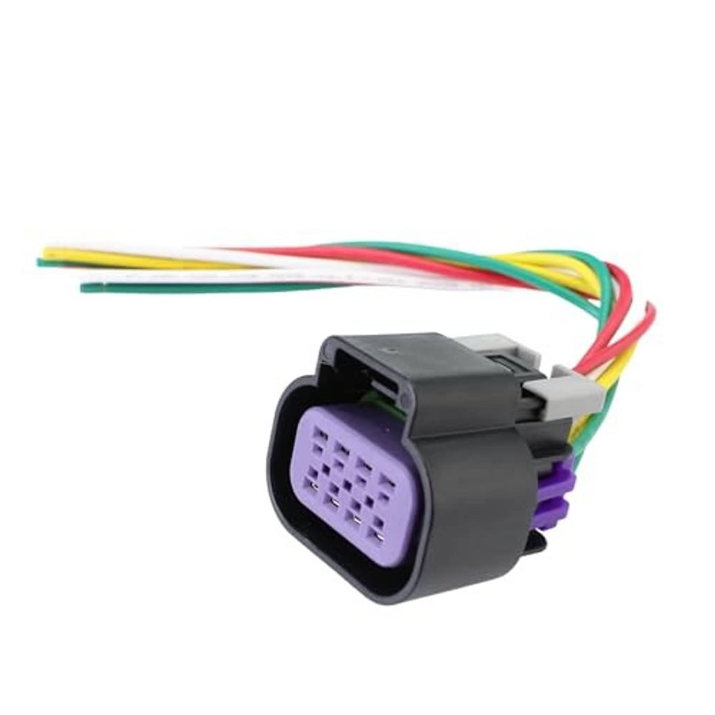 Throttle body actuator connector with black housing and purple multi-pin socket, with wire leads