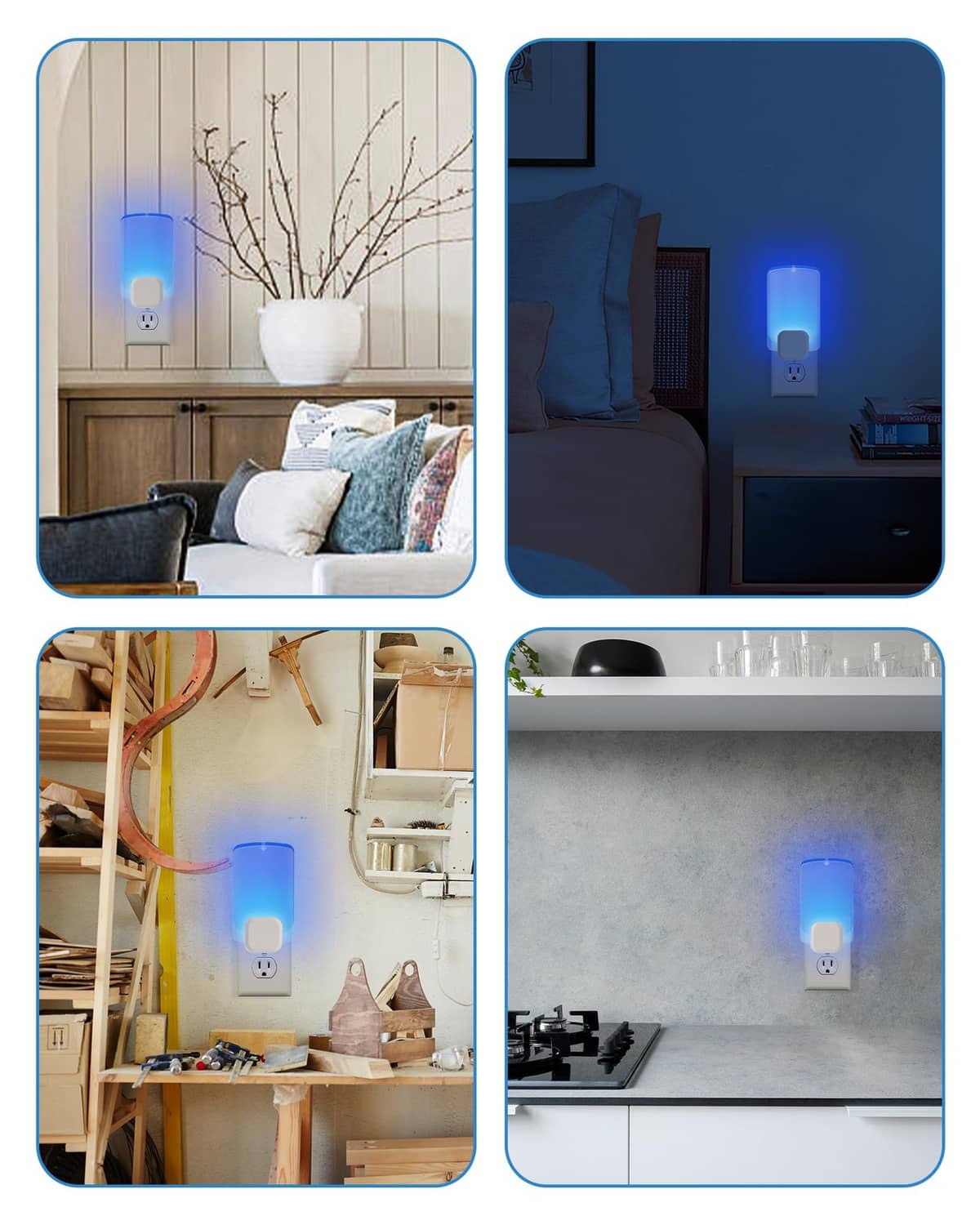 Blue light trap refill unit with glowing blue light and sticky pad