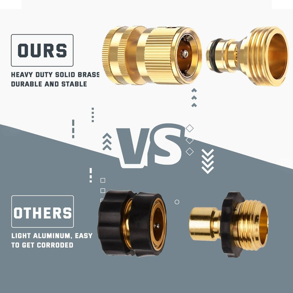Brass quick-connect coupler with black rubber seal, shown with another connector