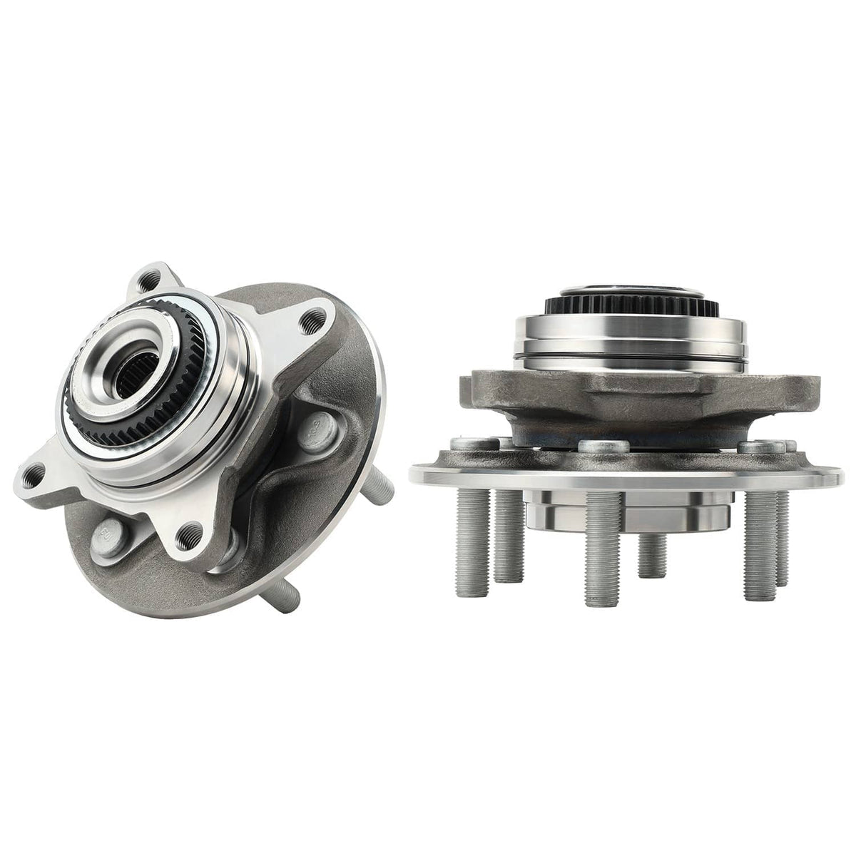 Front wheel bearing hub assembly with ABS sensor wiring, steel gray and silver