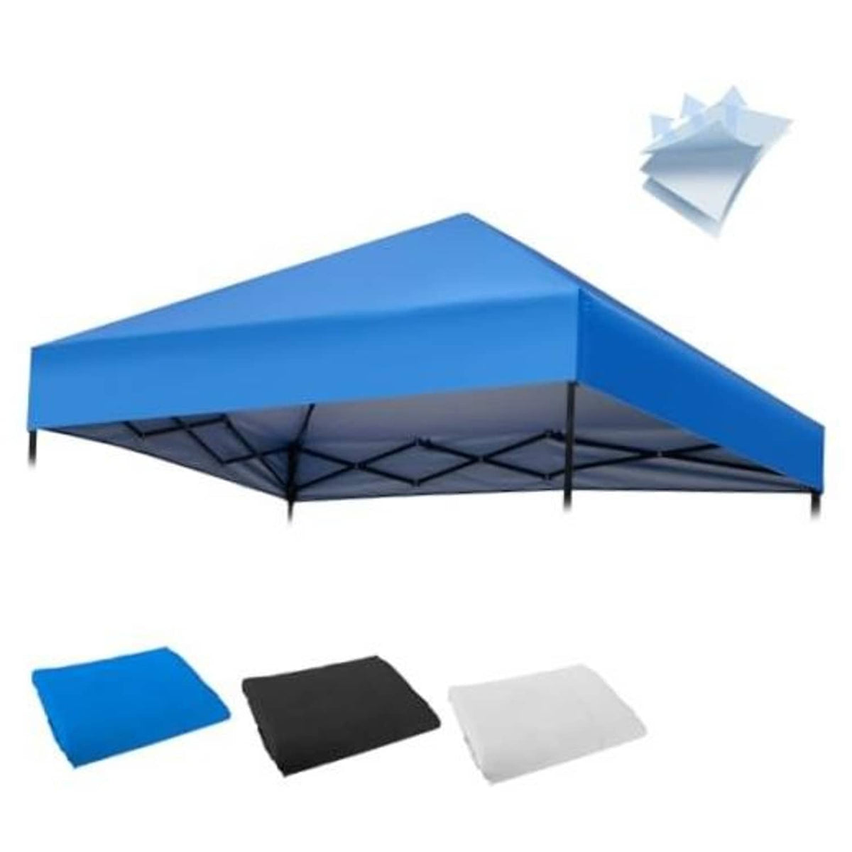Blue canopy replacement top with black and white color swatch options