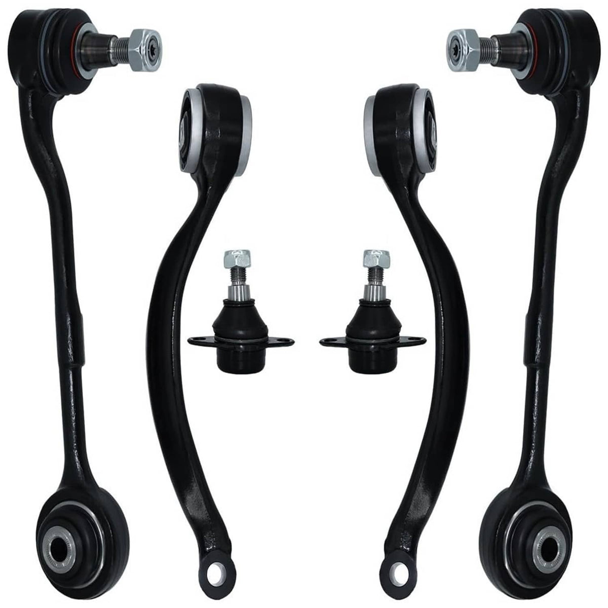 Front suspension kit set: control arms, ball joints, and threaded stud connections