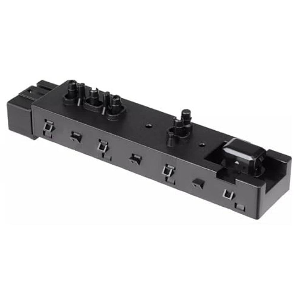 Power seat switch adjustment module, black side view with raised terminals