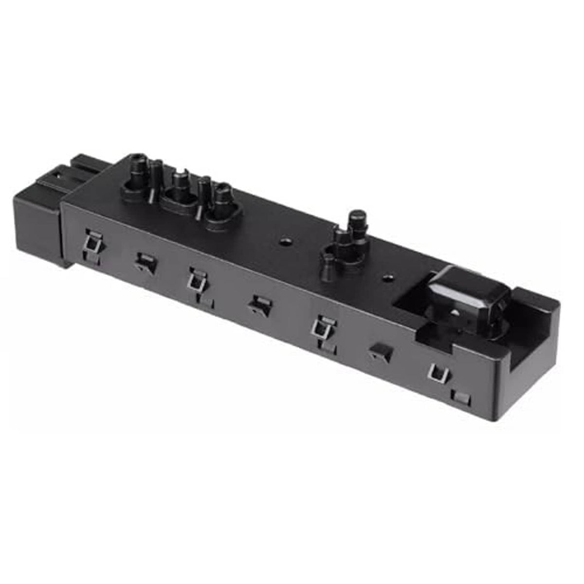 Power seat switch adjustment module, black side view with raised terminals
