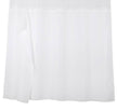 White waterproof polyester shower curtain liner with snap tabs, full-length coverage.