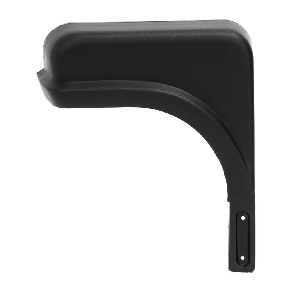 Black left golf cart fender cap with curved front edge and vertical mounting slot