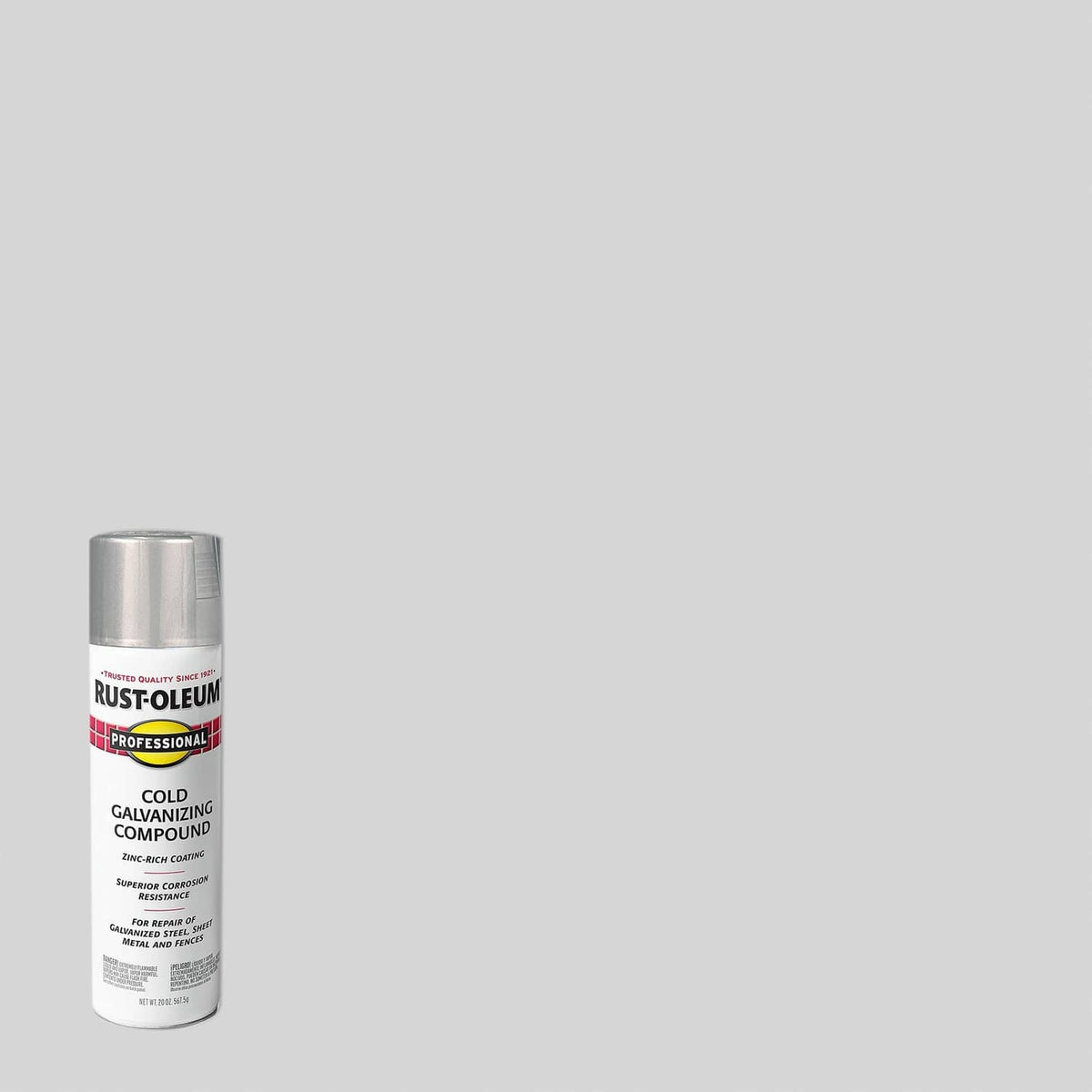 Cold galvanizing compound spray paint can with Rust-Oleum Professional label on silver can