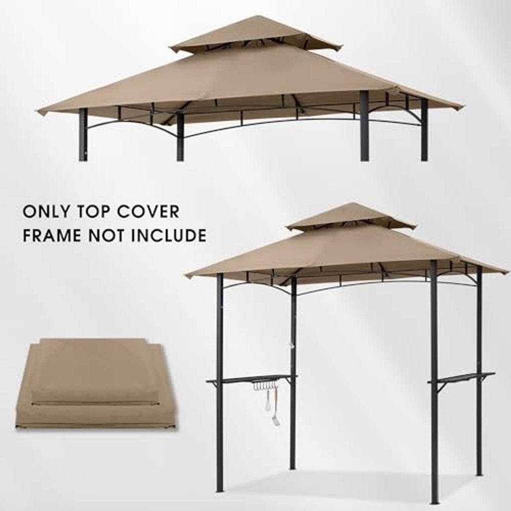 Beige replacement canopy top only, folded cover shown beside gazebo frame