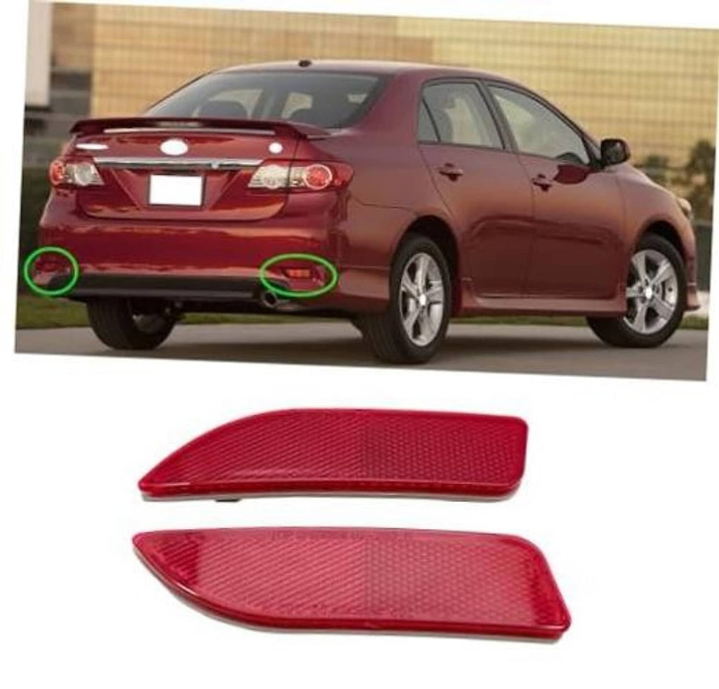 Red rear bumper reflector lights, two-piece cover set for vehicle rear bumper