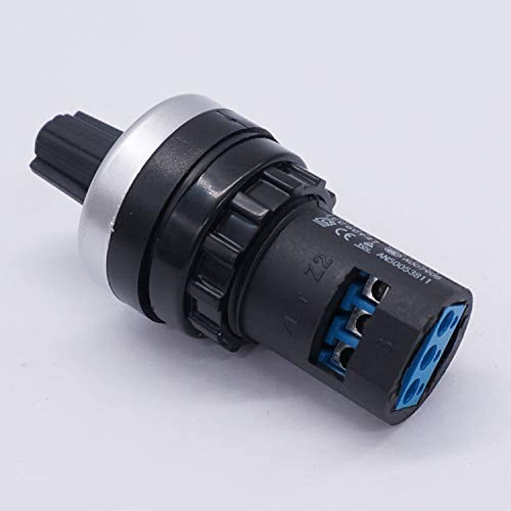 Rotary potentiometer with side blue connector terminals and black body
