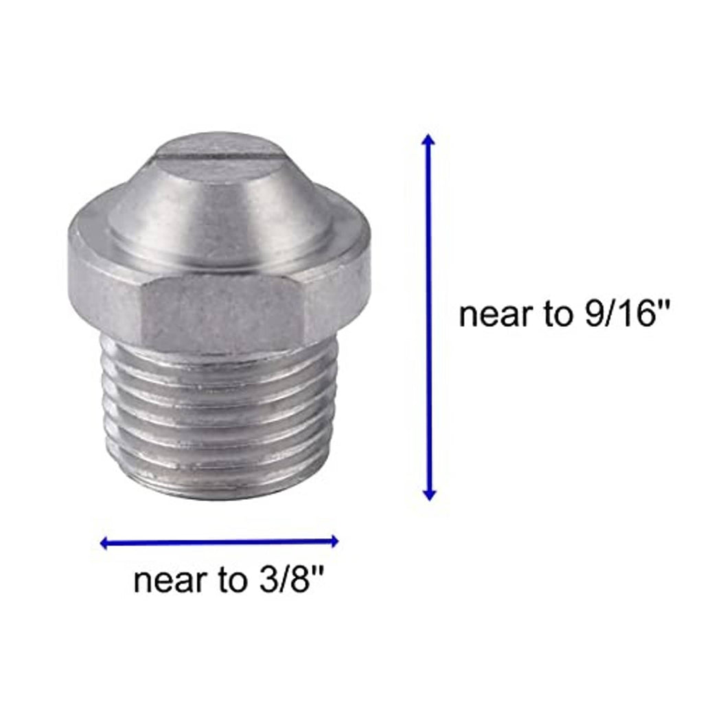 Metal threaded pressure washer nozzle with hex head, near 3/8 in by 9/16 in