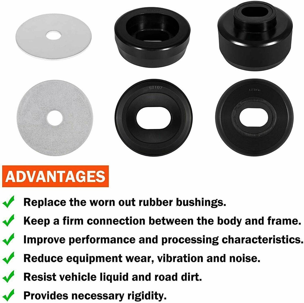 Body bushing kit: black rubber rings and gray washers discs in a group