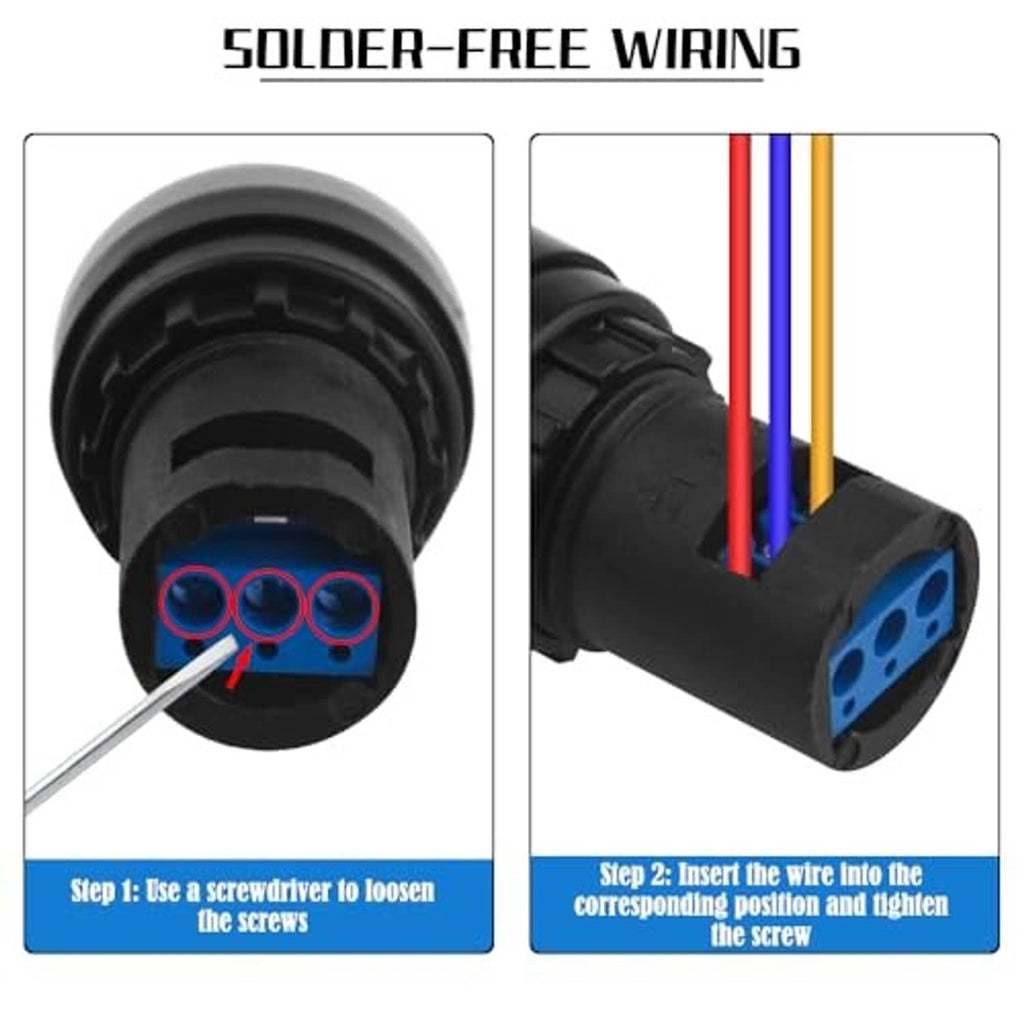 Solder-free wiring diagram with rotary potentiometer and blue 3-pin terminal