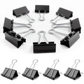 Black medium binder clips set with silver spring handles, 72-piece pack