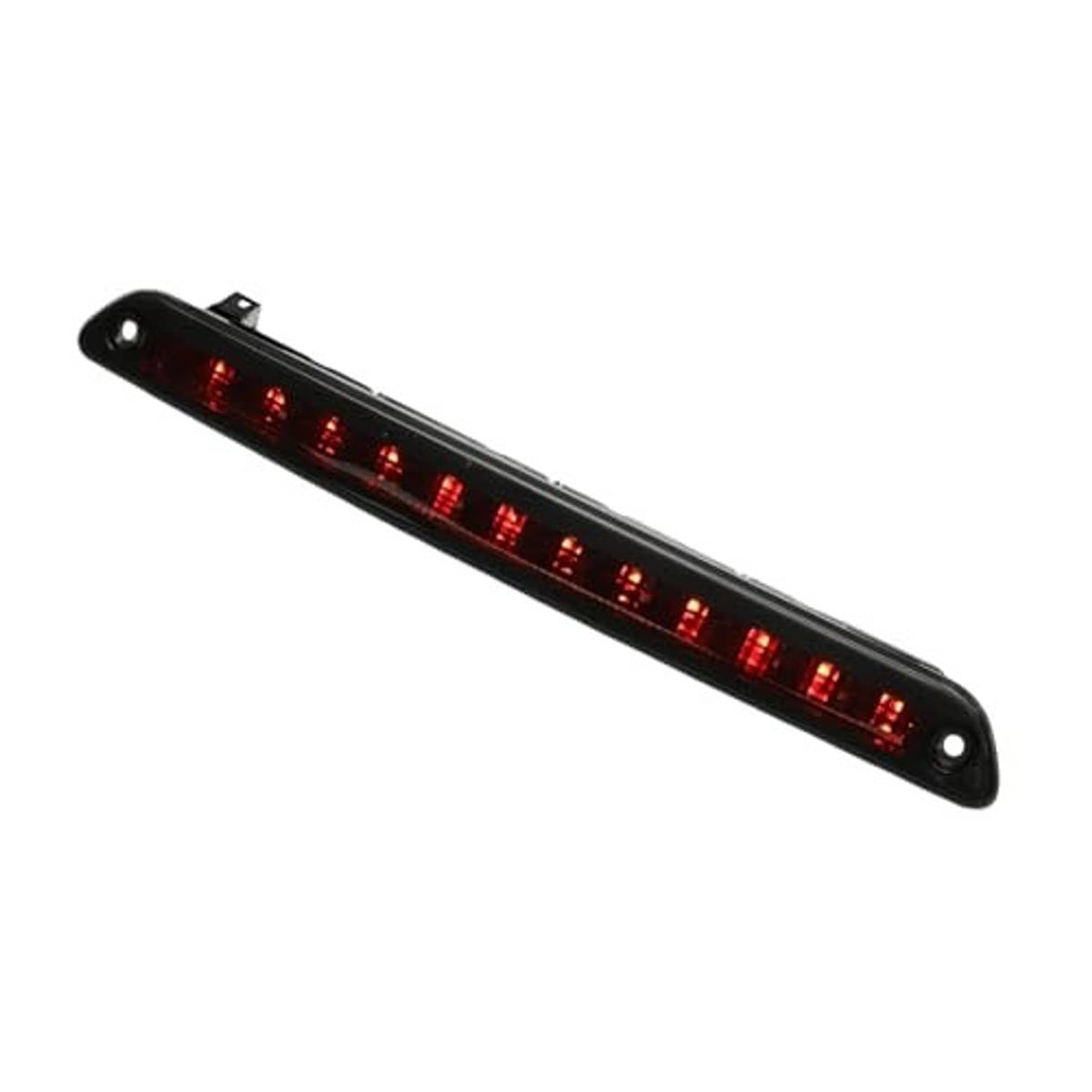 Black LED third brake light strip with evenly spaced red LED segments and end mounting holes