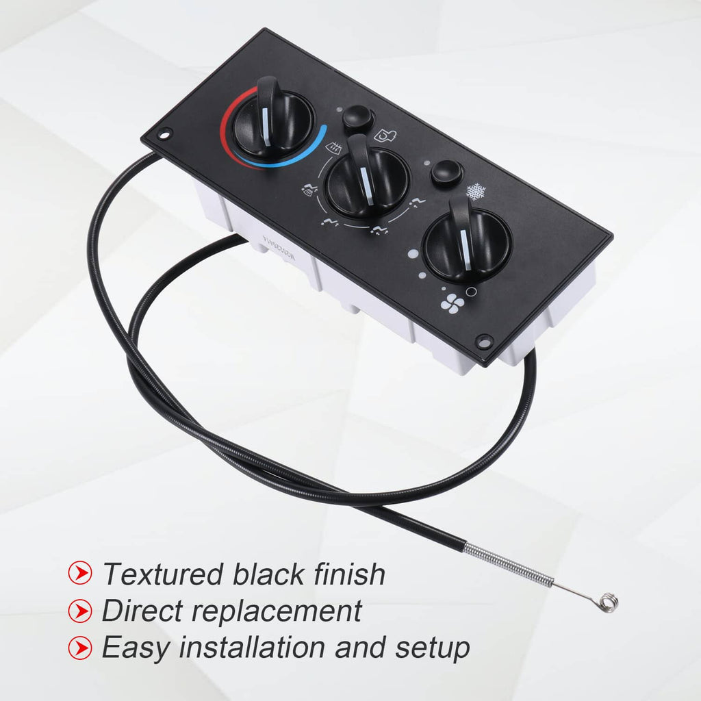 Black control panel module with three knobs, indicator light, and connector cable