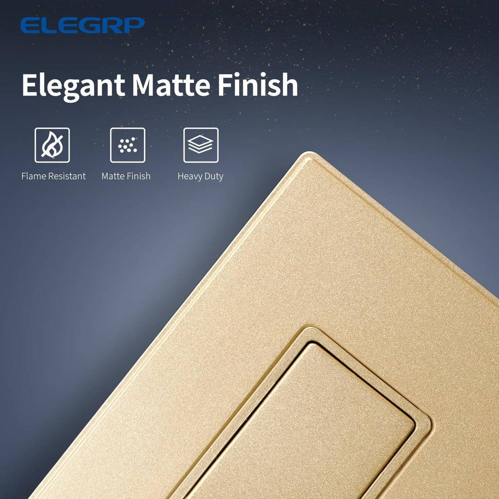 Champagne gold matte switch plate with beveled rectangular rocker opening