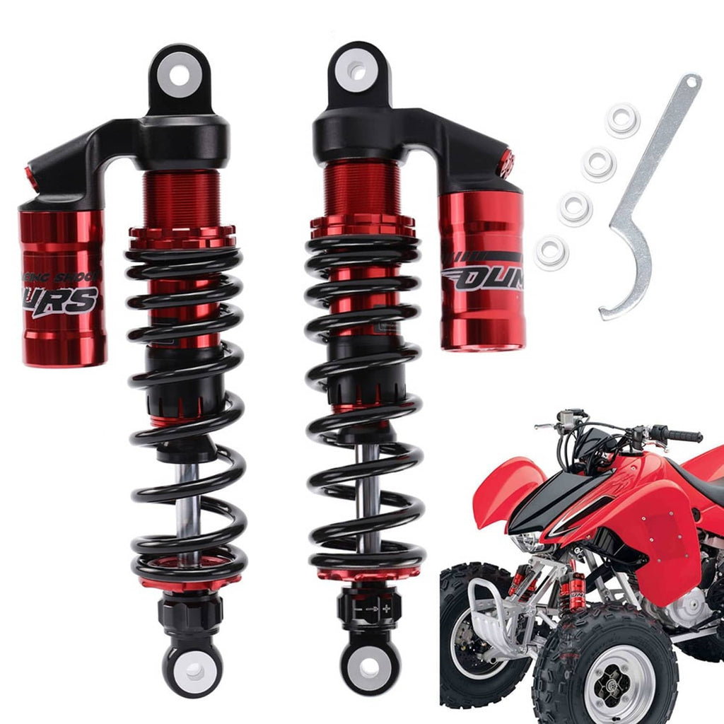 Black and red front air shock absorbers, 2-pack, with mounting hardware