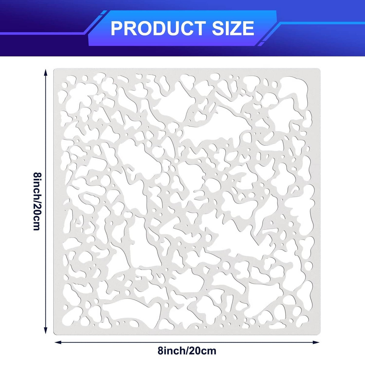 8 x 8 inch square knockdown drywall texture repair sheet with white splatter pattern
