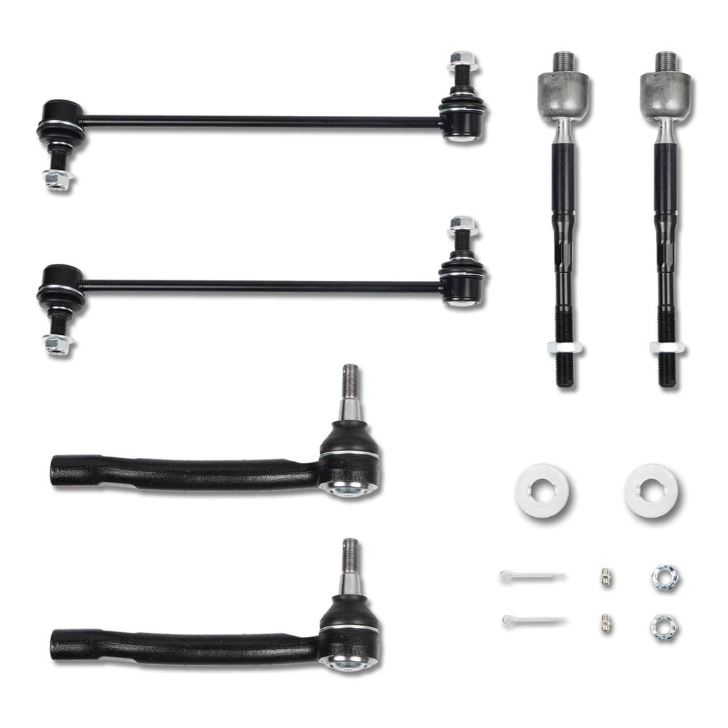 Front suspension steering linkage kit with tie rods, ball joints, boots, and small parts