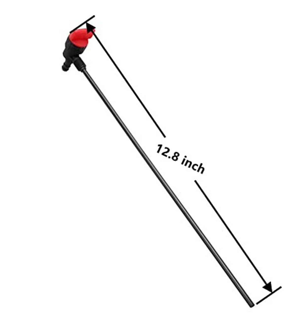 Fuel pickup tube with shut-off valve, black hose; 12.8 in length shown