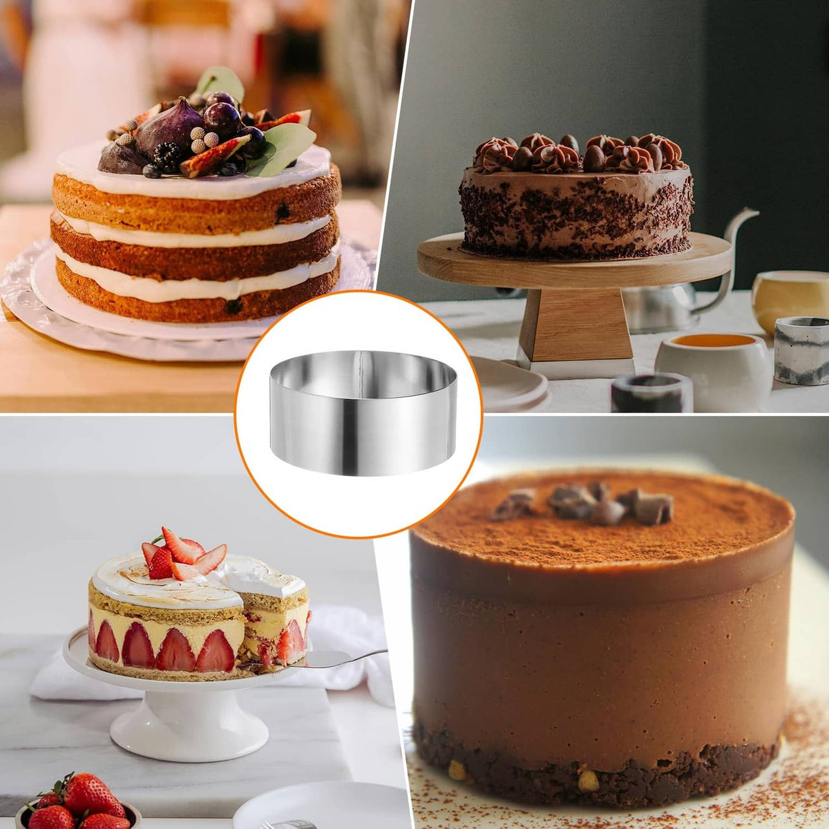 Seamless stainless steel round cake ring, polished cylinder shape