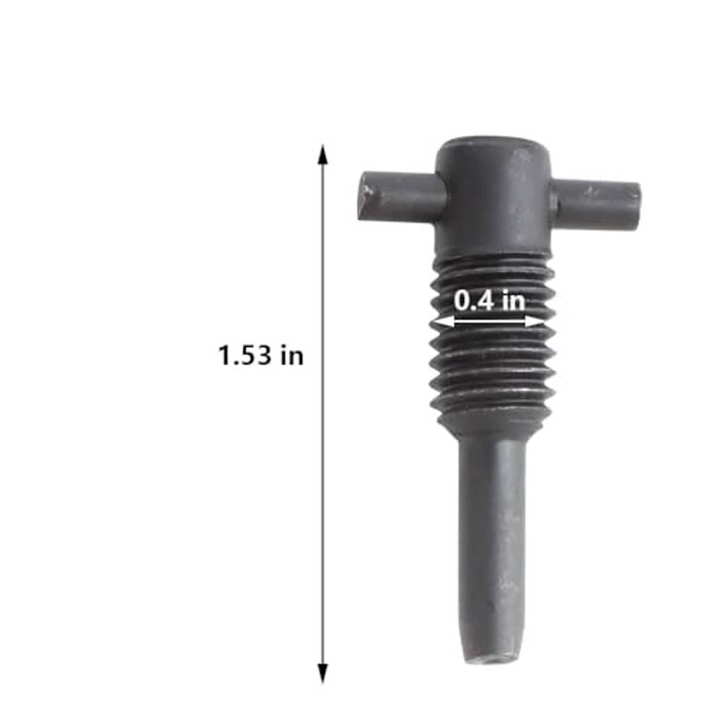 Hydraulic jack oil release valve size: 1.53 in long, 0.4 in diameter