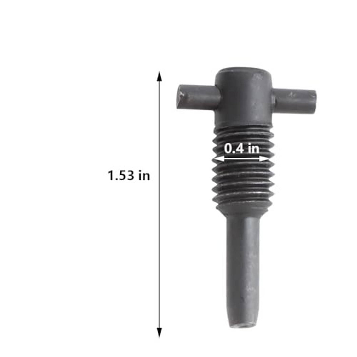 Hydraulic jack oil release valve size: 1.53 in long, 0.4 in diameter
