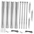 4-burner grill heat shield panels with stainless crossover tubes, brackets, and hardware