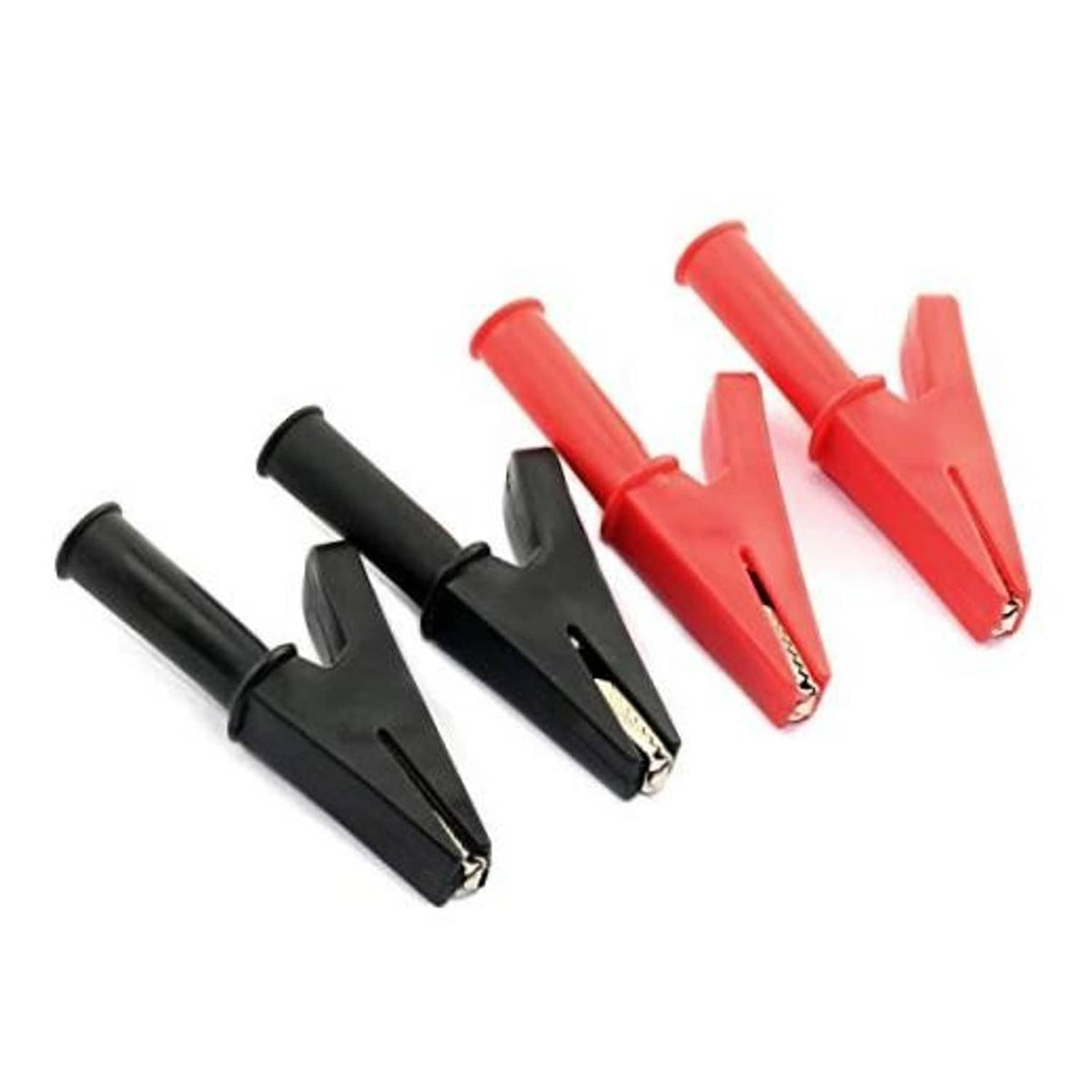 Battery test lead alligator clip protectors, black and red, 2 pairs with insulated covers