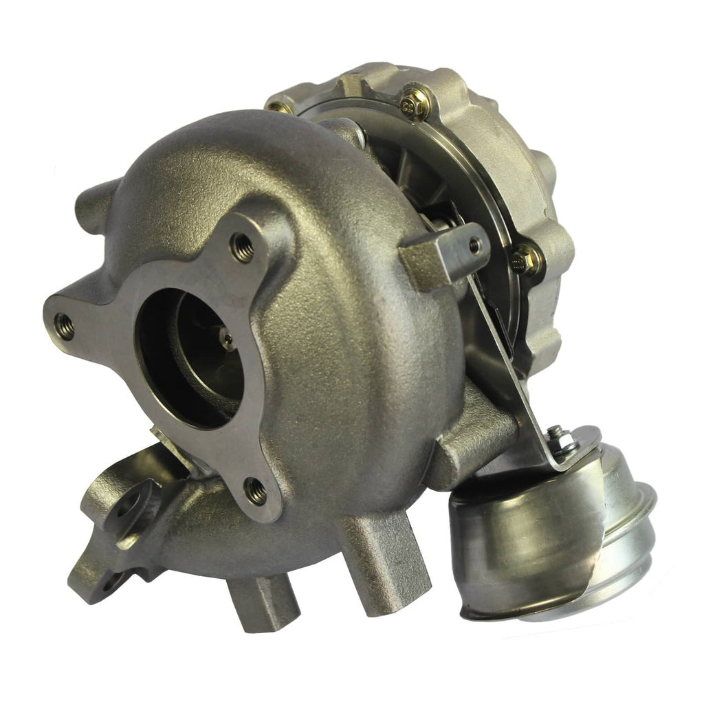 Turbocharger with metal housing, inlet flange, and outlet canister