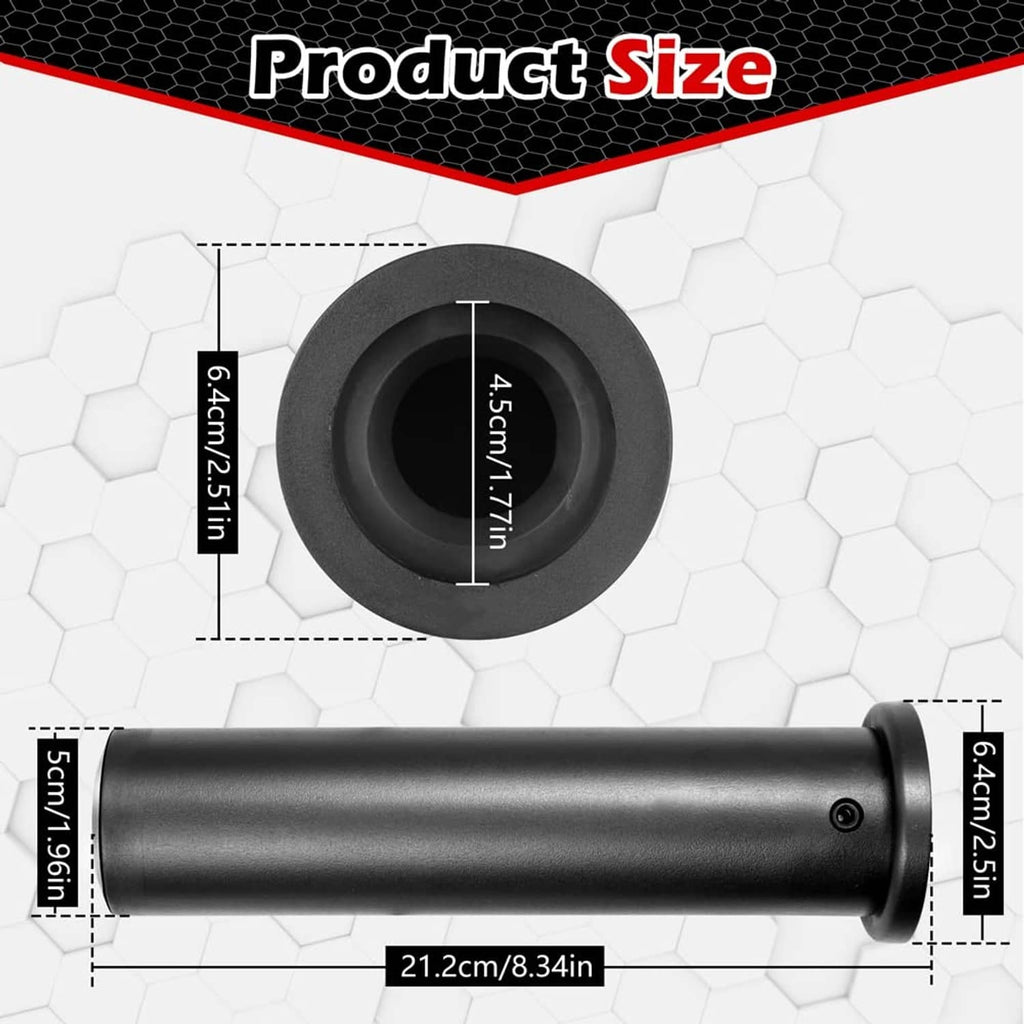 Black Olympic adapter sleeve with center opening and side screw hole, with size labels.