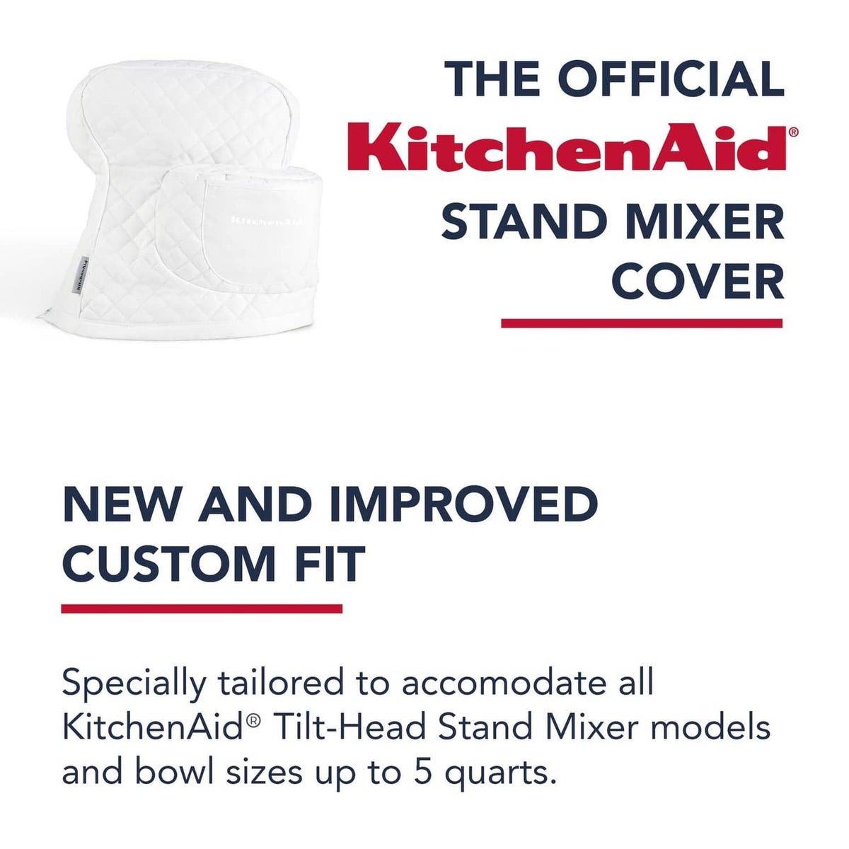 Stand mixer cover product info: custom fit for tilt-head mixer models