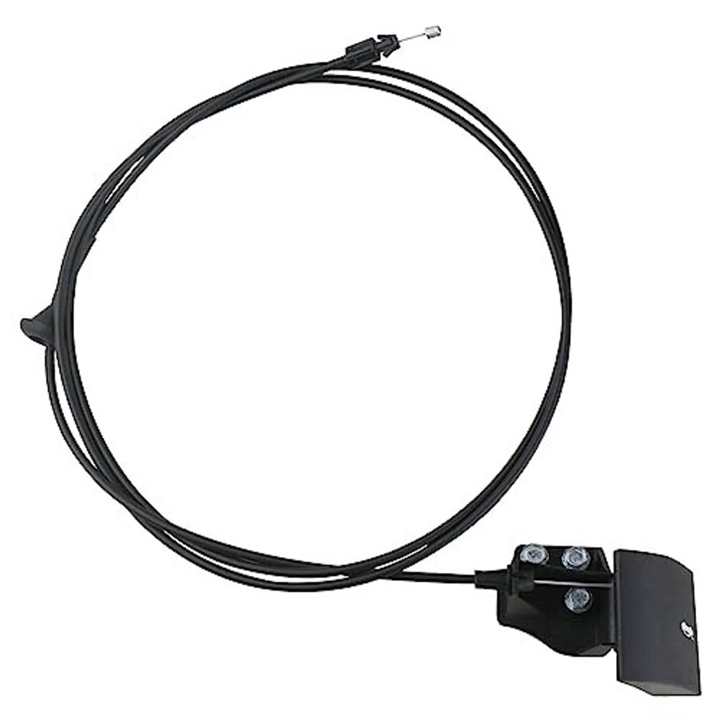 Black hood release cable with handle and crimped metal connector ends