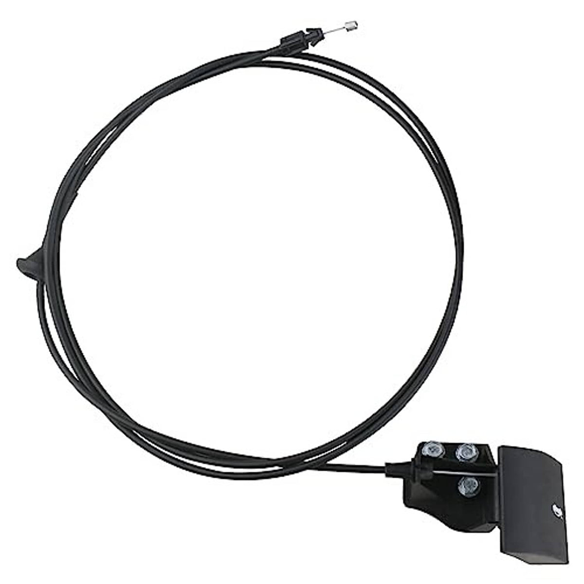 Black hood release cable with handle and crimped metal connector ends