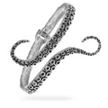 Vintage silver open cuff bracelet with detailed ringed tentacle design