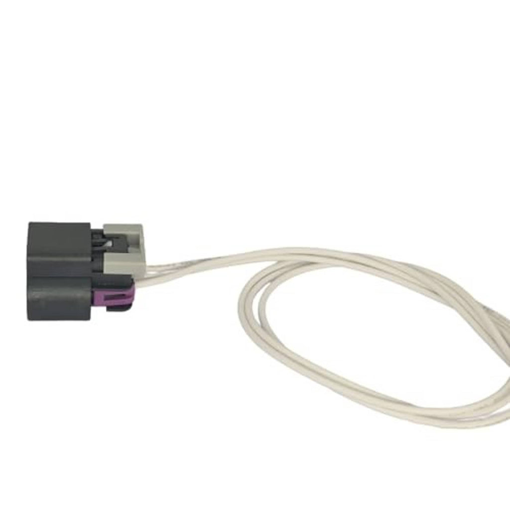 Gray throttle sensor connector pigtail with purple insert and three light wire leads