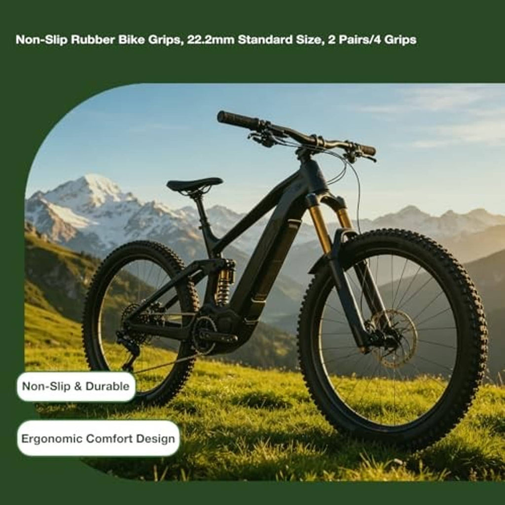 Black bike handlebar grips on bicycle, durable non-slip rubber grip design