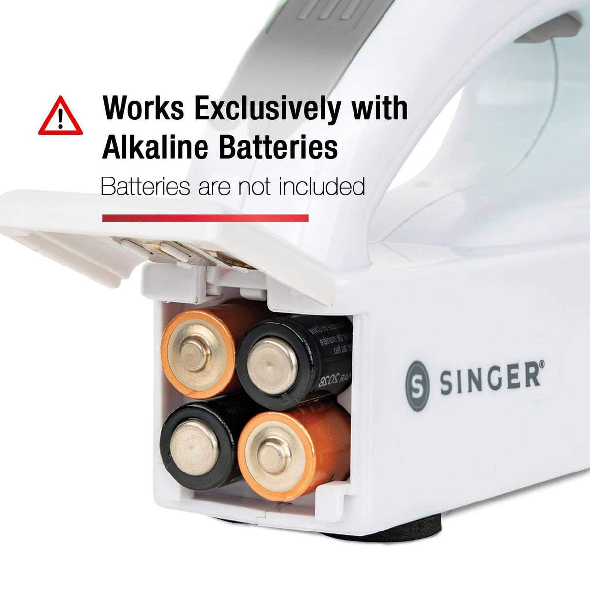 Open battery compartment of cordless mending machine with AA batteries