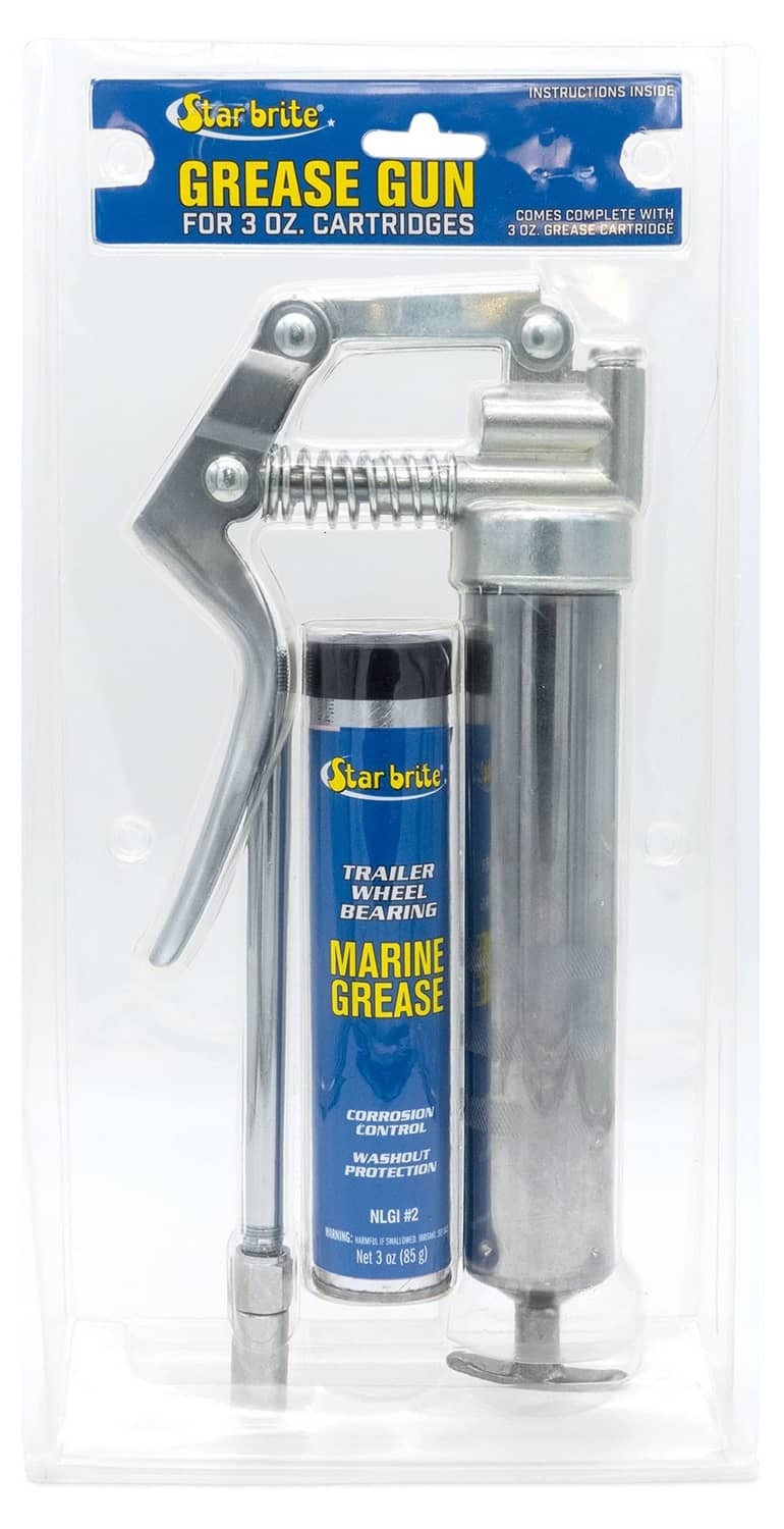 Grease gun set with STAR BRITE trailer wheel bearing marine grease cartridge, 3 oz