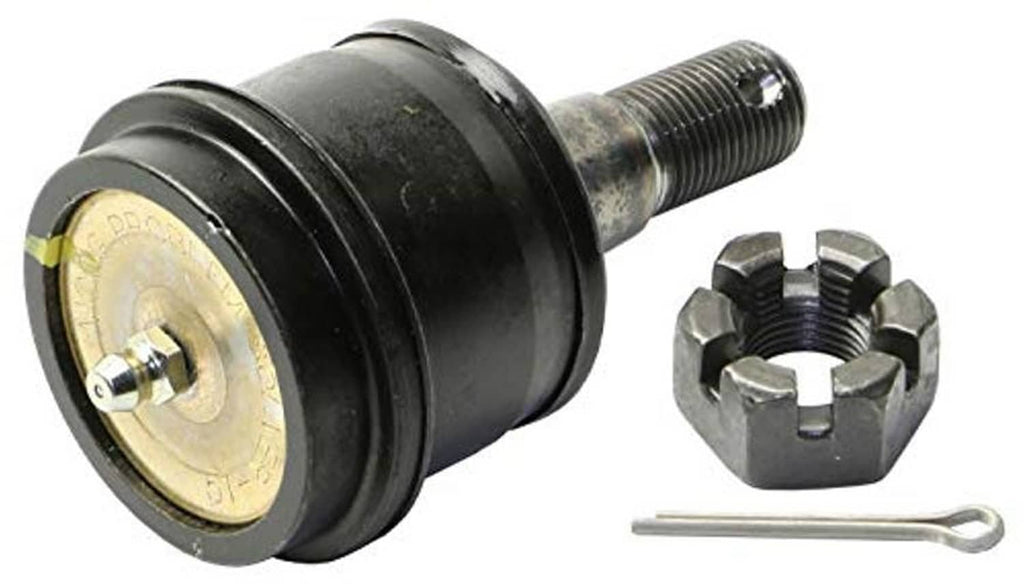 Suspension ball joint with gold-rim seal face, threaded stud, black boot, includes hardware