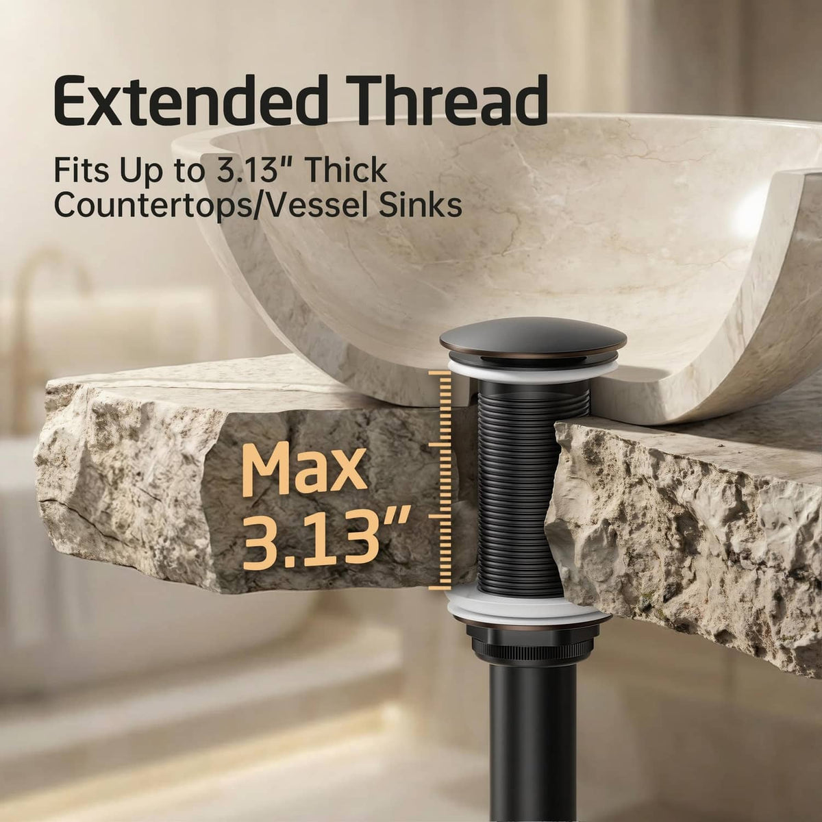 RivetOak KES Oil Rubbed Bronze Bathroom Sink Drain with Extended