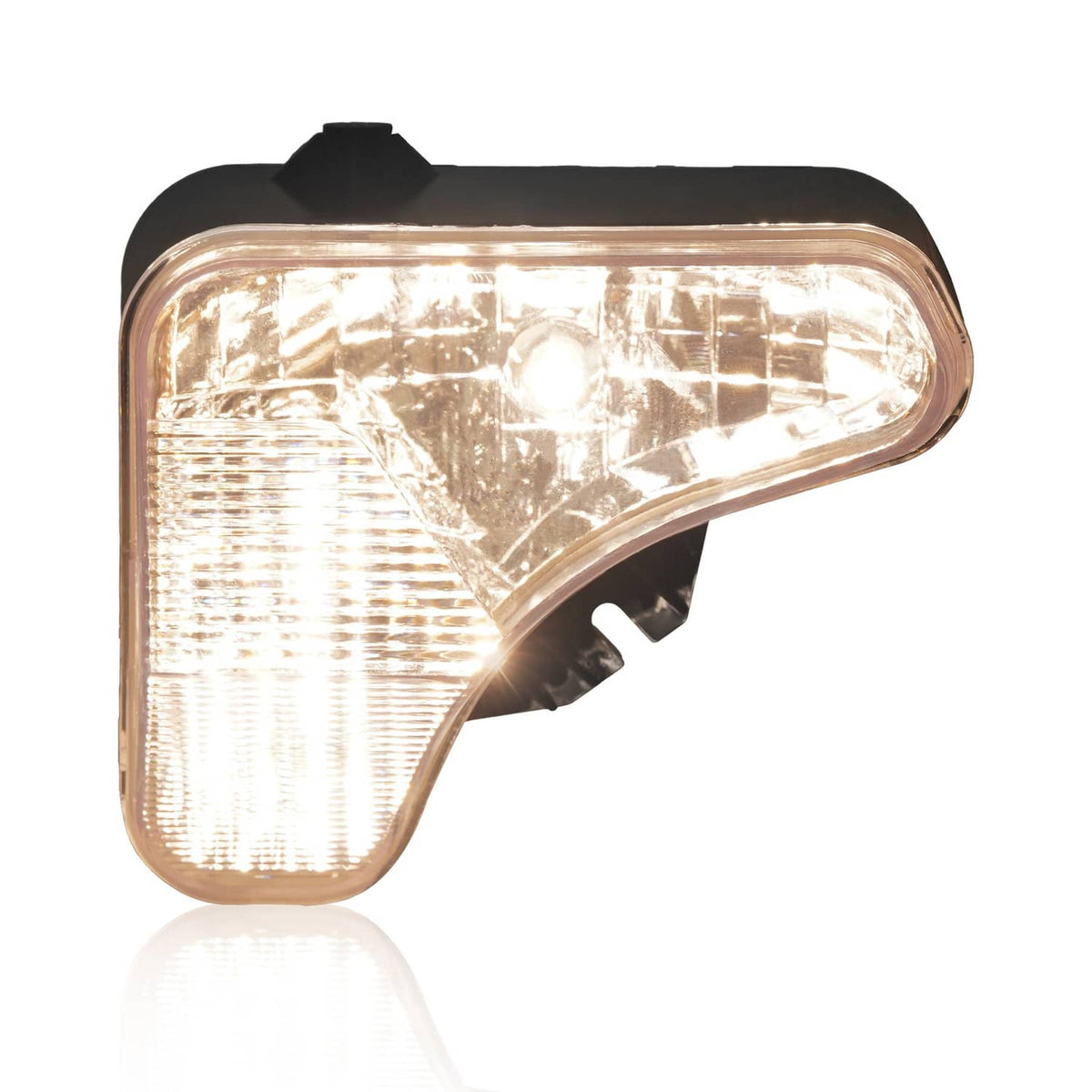 Right headlight lamp illuminated with clear lens and black outer housing
