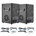 Pair of black DMX cold spark machines with side handles and control panels