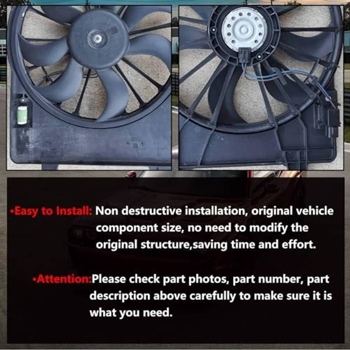 Radiator fan assembly with electric motor and wiring connectors