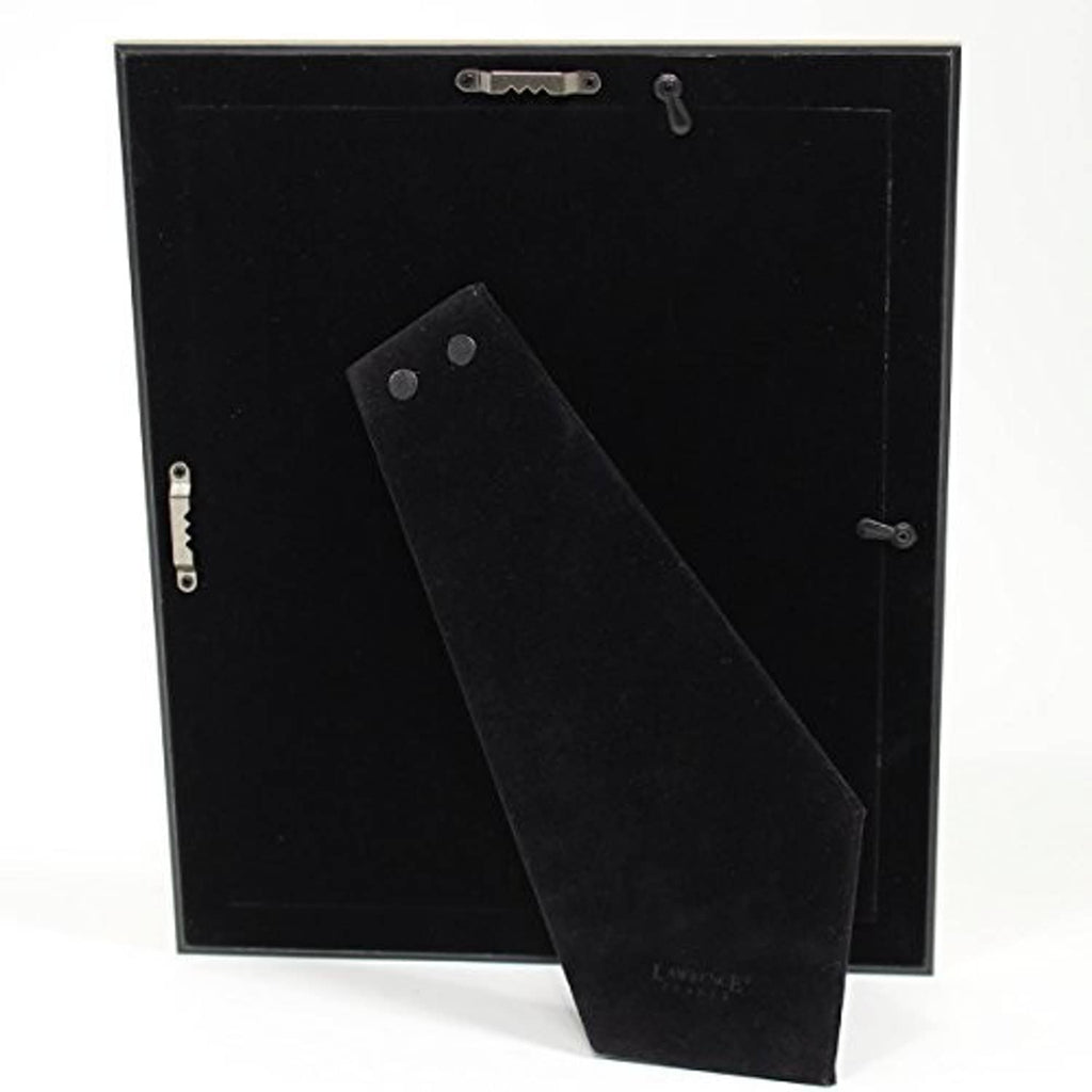 Gold 8x10 picture frame back with black panel and hanging hardware