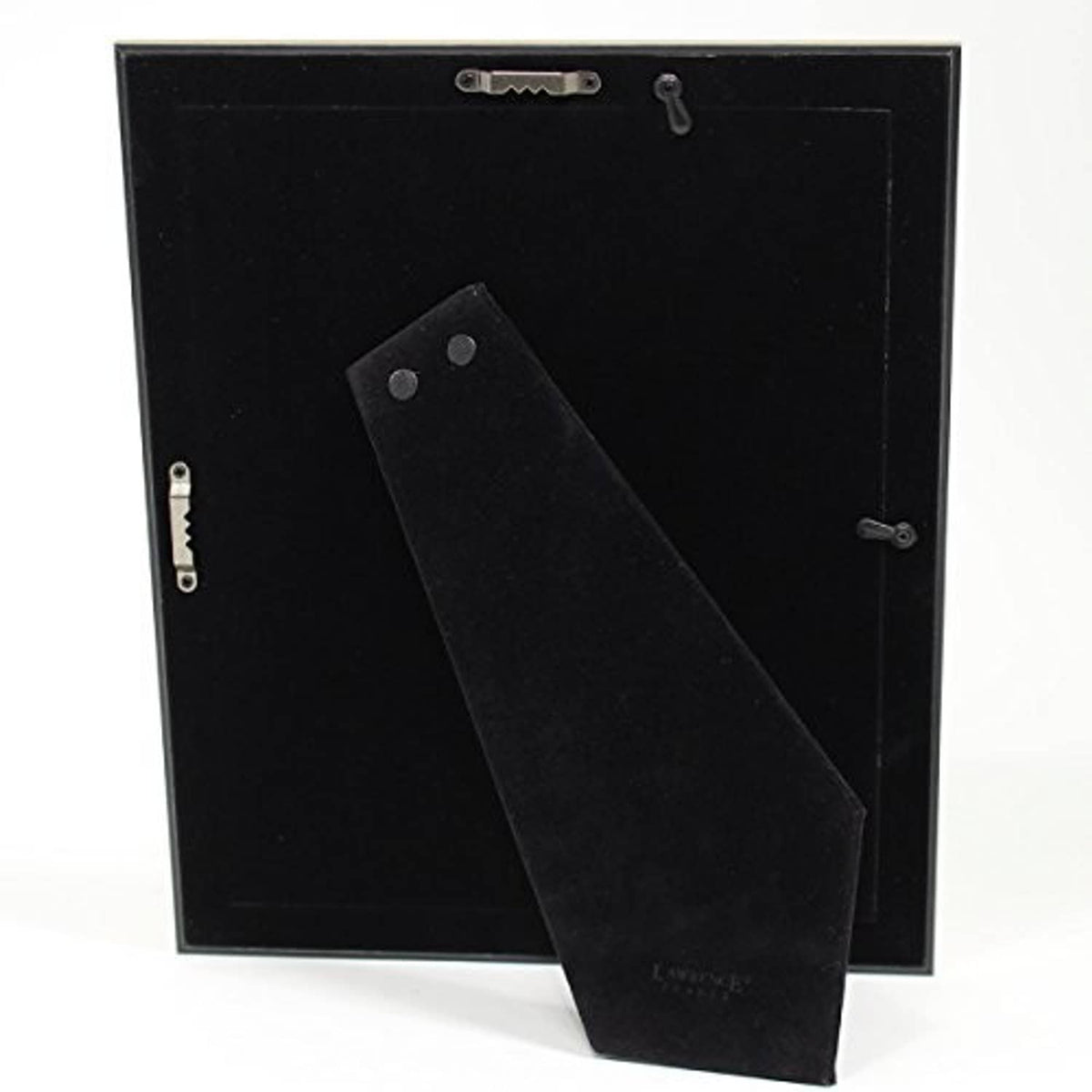 Gold 8x10 picture frame back with black panel and hanging hardware
