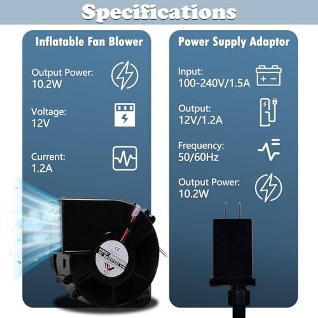 Mini fan blower with 12V power supply adapter and input-output wiring