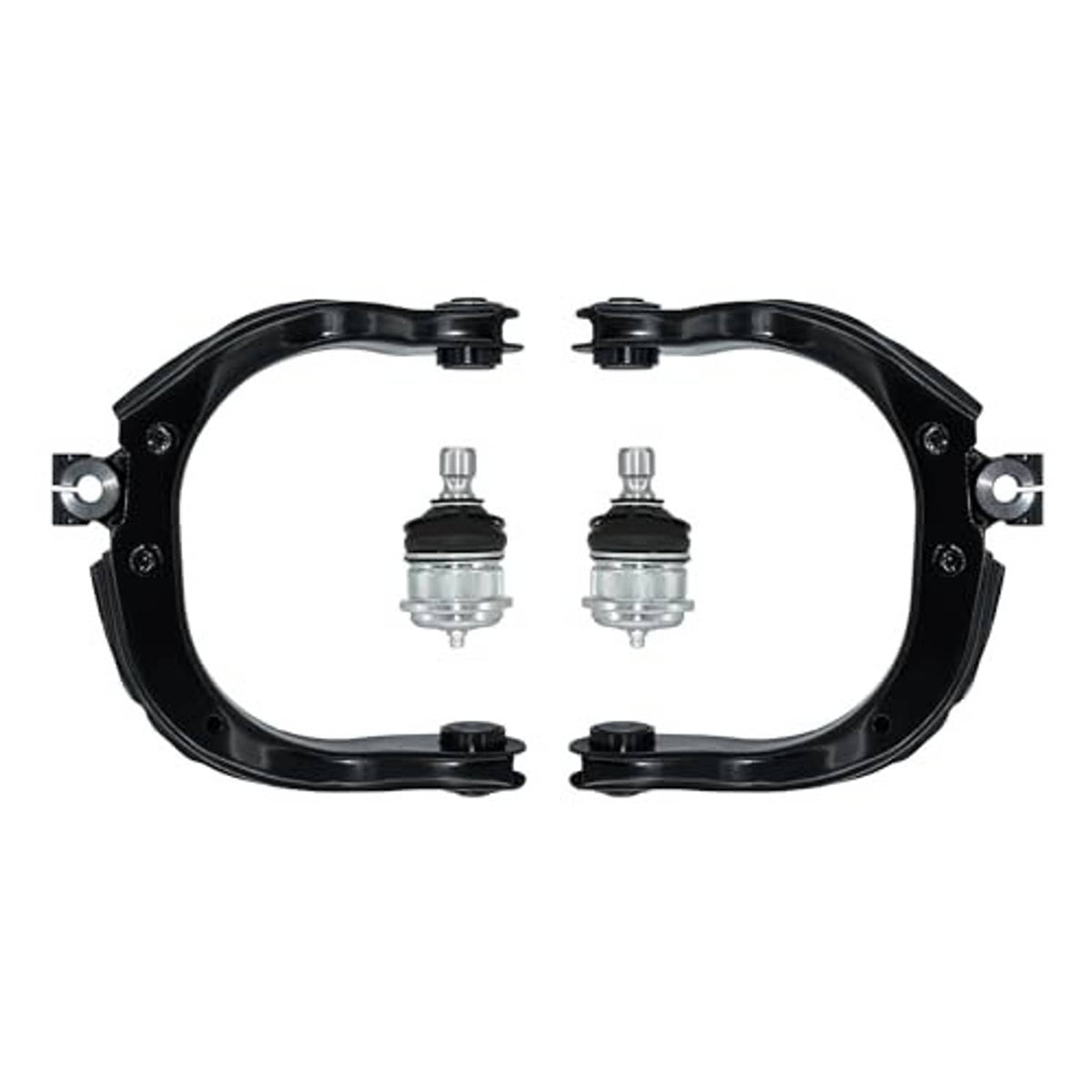 Black front upper control arm brackets with two ball joints, replacement pair